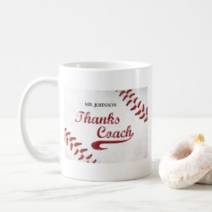 Thanks Baseball Coach Large Grunge Baseball Coffee Mug
