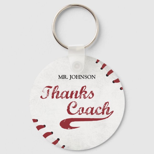 Thanks Baseball Coach Large Grunge Baseball Key Ring (Front)