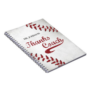 Thanks Baseball Coach Large Grunge Baseball Notebook