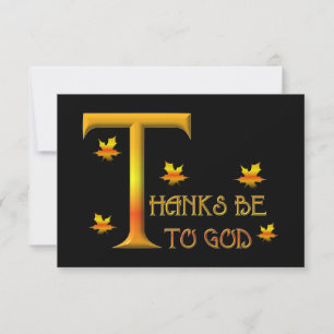 Thanks be to God (with Autumn coloured leaves) Invitation