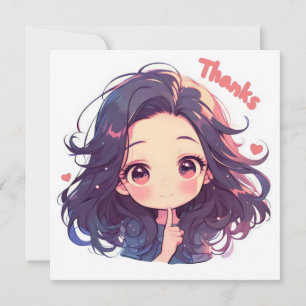Thanks Beautiful Anime Woman Holiday Card