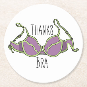 Thanks Bra Round Paper Coaster