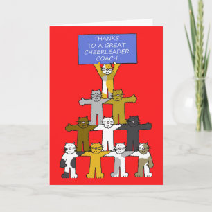 Thanks Cheerleading Coach Cute Cats Thank You Card