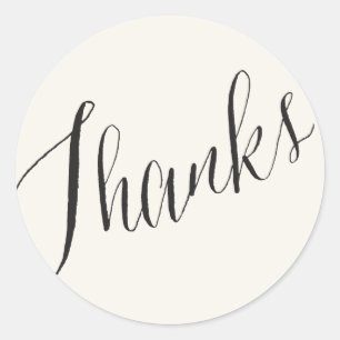 Thanks Classic Script Greek Key Geometric Wedding Classic Round Sticker