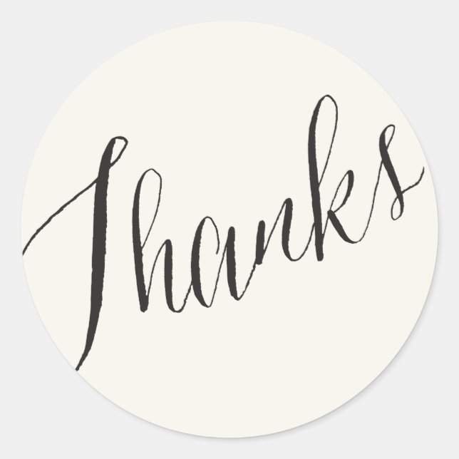 Thanks Classic Script Greek Key Geometric Wedding Classic Round Sticker (Front)
