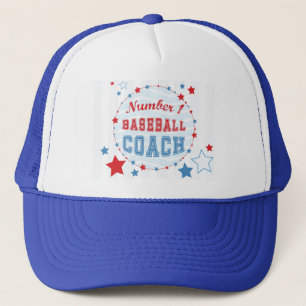 Thanks Coach All-Stars Baseball, Red, Blue Stripes Trucker Hat