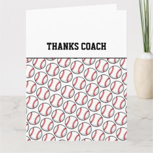 THANKS COACH Baseball Team Players Red White Black Card