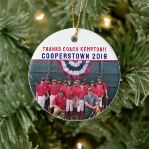 Thanks Coach Cooperstown Team Photo Custom Ceramic Ornament
