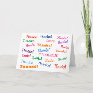 Thanks Colourful Bright Fun Cheerful Informal Card