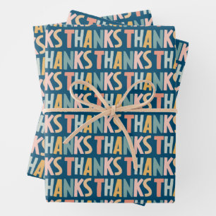 THANKS Colourful Pastel Handlettered Cute Gift Wrapping Paper Sheet