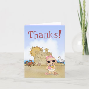 Thanks! Cool Beach Baby Thank You Card ~ Girls