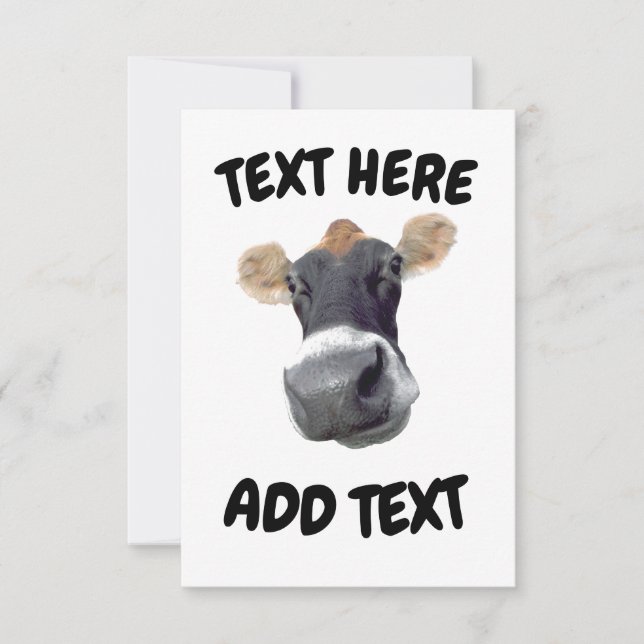 Thanks, Cow Face Thank You Card (Front)