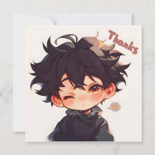Thanks Cute Anime Boy Holiday Card