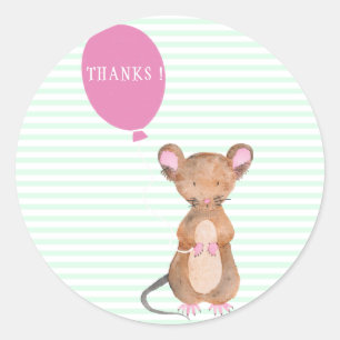 Thanks  Cute Woodland Mouse Baby Shower / Birthday Classic Round Sticker