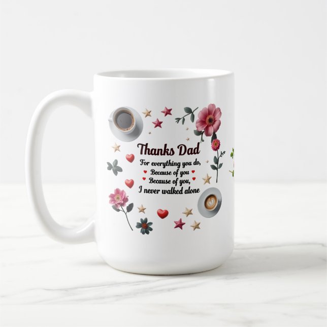 Thanks Dad – Feather & Coffee Circle | Classic Mug (Left)