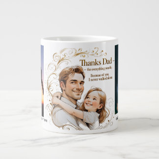 Thanks Dad – Golden Swirls & Love | Jumbo Father’s Large Coffee Mug