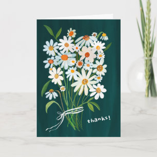 THANKS Daisy Bouquet Handpainted Gouache Card