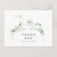 Thanks Elegant Earthy Greenery Watercolor Wedding