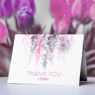 Thanks floral abstract wedding event pink indigo thank you card