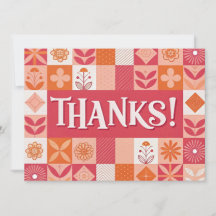 Thanks! Floral Patchwork Flat Greeting Card