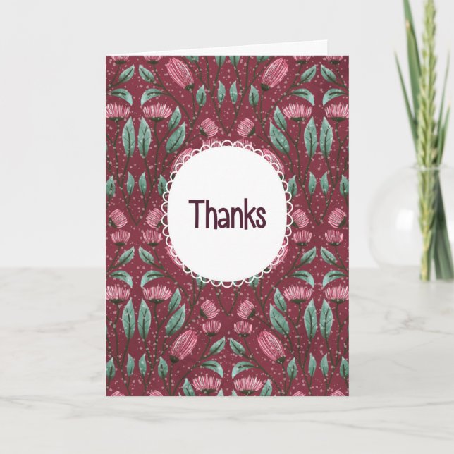 Thanks floral with text Frame card (Front)