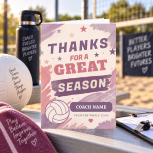 Thanks for a Great Season Volleyball Netball Coach Thank You Card