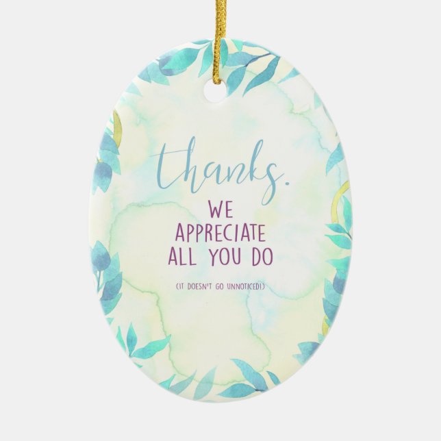Thanks for All You Do Ceramic Ornament (Front)