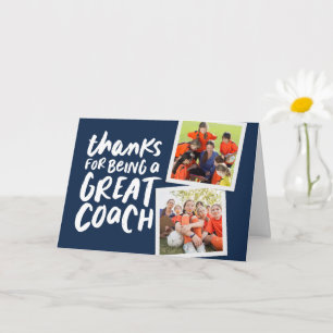 Thanks for being a great coach two photo thank you card