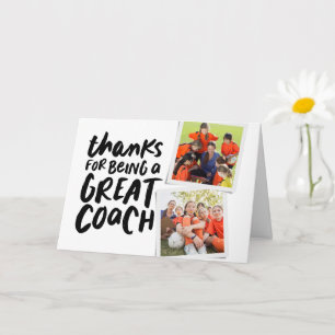Thanks for being a great coach two photo thank you card