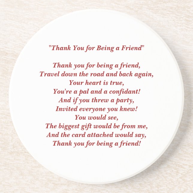 Thanks for Being My Friend - Coaster (Front)