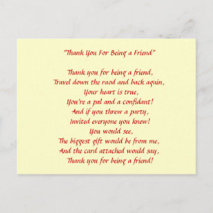 Thanks For Being My Friend - Postcard