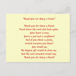 Thanks For Being My Friend - Postcard