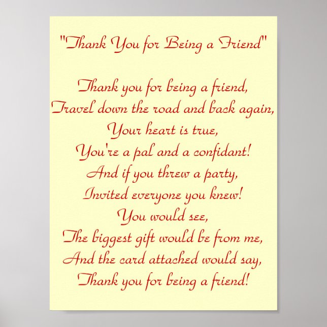 Thanks for Being My Friend - Print (Front)