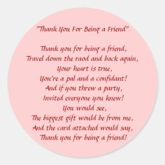 Thanks For Being My Friend - Stickers
