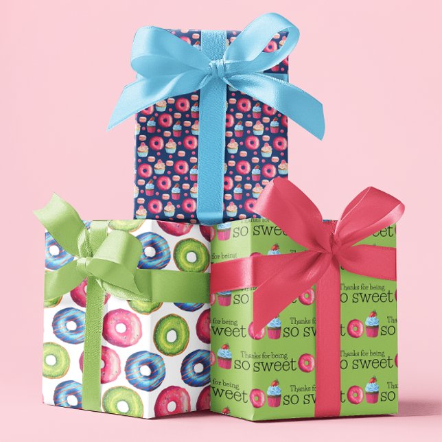 Thanks For Being So Sweet Wrapping Sheets (Thanks someone for being so sweet with these fun donut and cupcake wrapping paper sheets! )