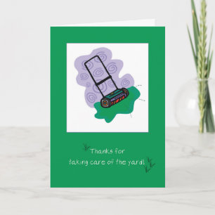 Thanks for Caring for Yard with Lawn Mower Card