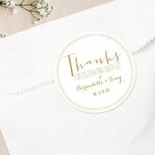 Thanks For Celebrating With Us! Wedding Thank You Classic Round Sticker