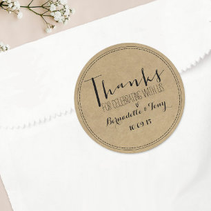 Thanks For Celebrating With Us! Wedding Thank You Classic Round Sticker
