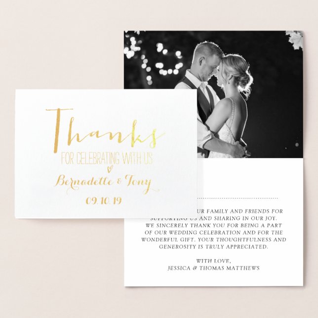 Thanks For Celebrating With Us! Wedding Thank You Foil Card (Display)