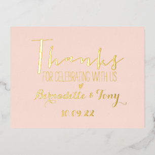 Thanks For Celebrating With Us! Wedding Thank You Foil Invitation Postcard