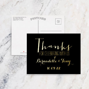 Thanks For Celebrating With Us! Wedding Thank You Foil Invitation Postcard