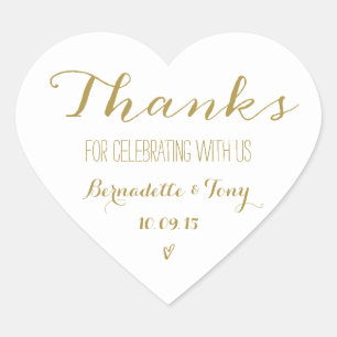 Thanks For Celebrating With Us! Wedding Thank You Heart Sticker
