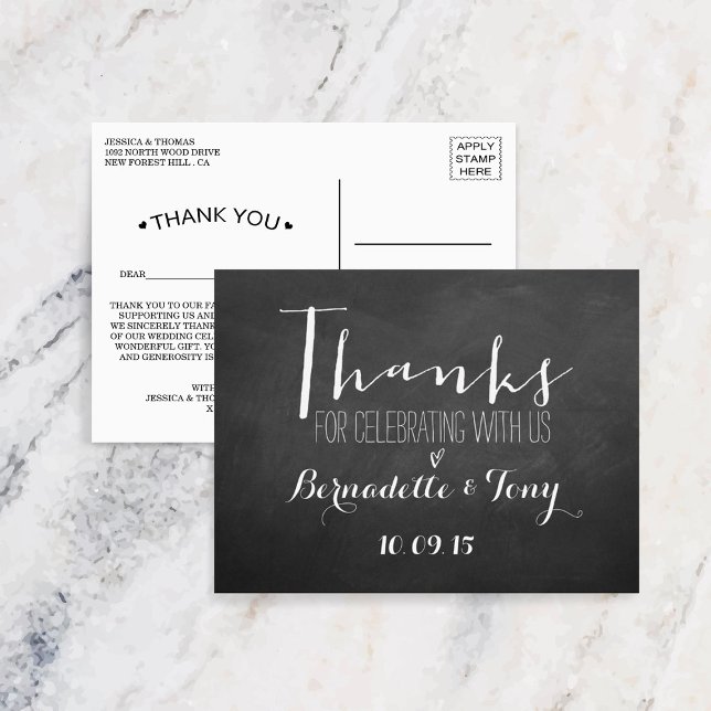 Thanks For Celebrating With Us! Wedding Thank You Postcard (Creator Uploaded)