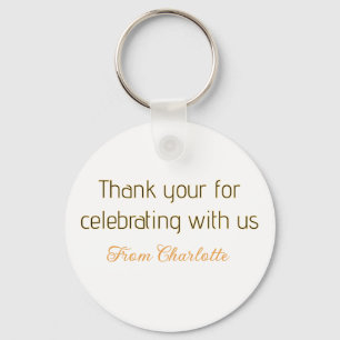 thanks for celebrating with us yellow black simple key ring