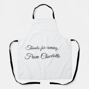 thanks for coming add name text message apron