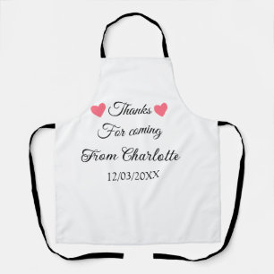 thanks for coming add name text message  apron