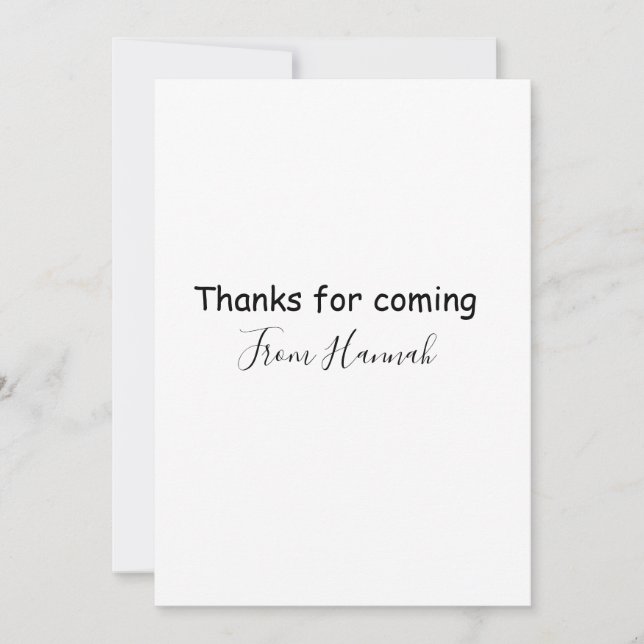 thanks for coming add name text message babyshower invitation (Front)