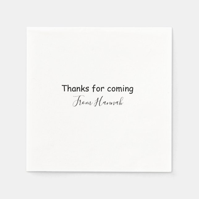 thanks for coming add name text message babyshower napkin (Front)