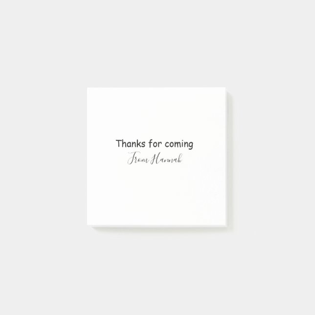 thanks for coming add name text message babyshower post-it notes (Front)