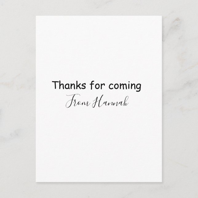 thanks for coming add name text message babyshower postcard (Front)